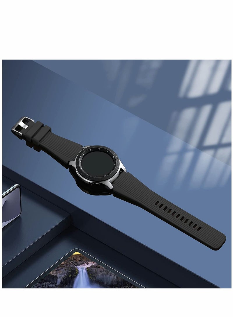 SYOSI Silicone Watch Strap for Samsung Galaxy Watch/Gear S3/Watch With a Lug Width of 22mm, Soft Silicone Sport Wristband Replacement Straps, Vertical Grain Strap, for Men Women (Black) - Image 3