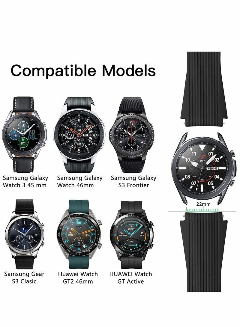 SYOSI Silicone Watch Strap for Samsung Galaxy Watch/Gear S3/Watch With a Lug Width of 22mm, Soft Silicone Sport Wristband Replacement Straps, Vertical Grain Strap, for Men Women (Black) - Image 5