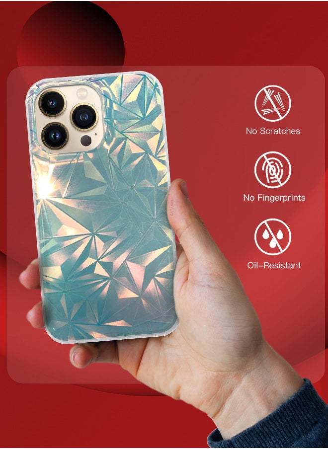 CATANES - iPhone 13 Pro Max Holographic Abstract Art Case Cover Gradient Rainbow Color Effect Aesthetic Painting Geometric Pattern Back Cover - Image 1