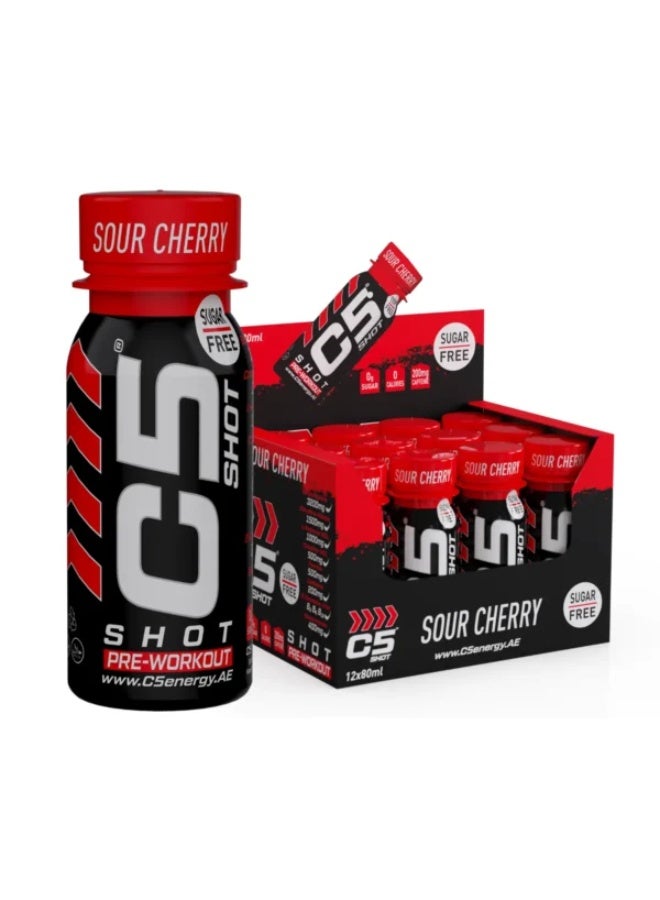 C5 Energy Pre-Workout Shot 80 Ml Sour Cherry Flavor Pack of 12 - Image 1