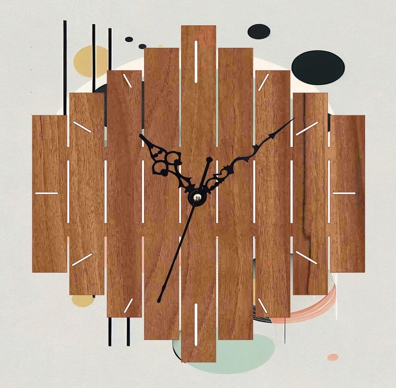 ADK 12 Inch Wooden MDF English Numeral Trendy Analog Wall Clock Without Glass Brown 30Cm X 30Cm 40 - Image 4