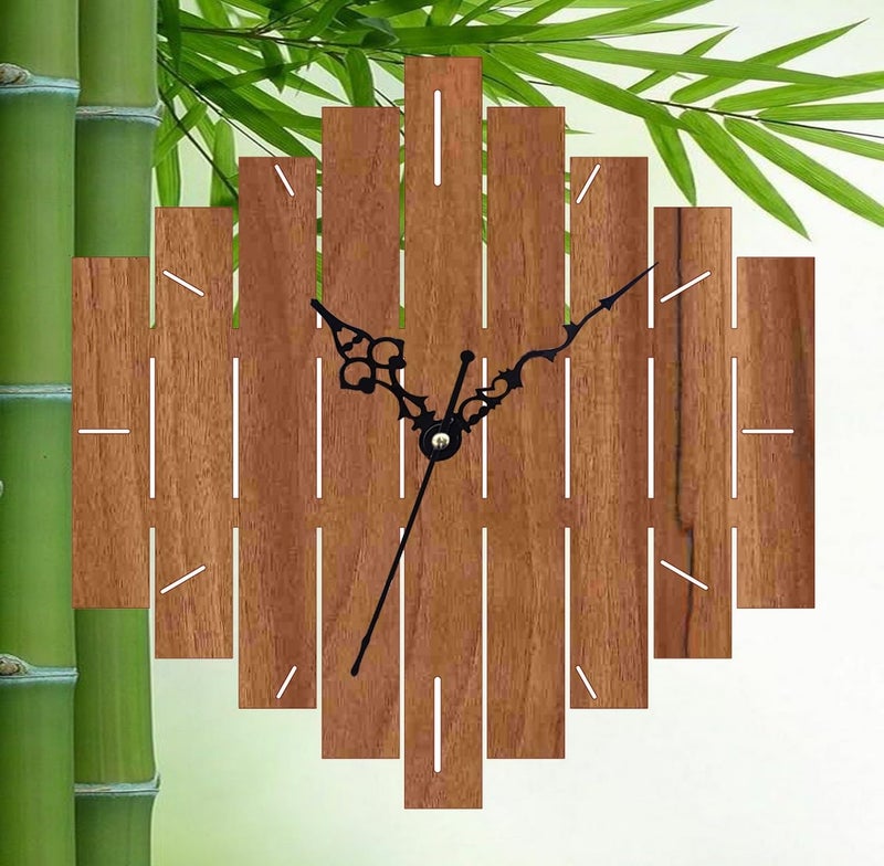 ADK 12 Inch Wooden MDF English Numeral Trendy Analog Wall Clock Without Glass Brown 30Cm X 30Cm 40 - Image 2