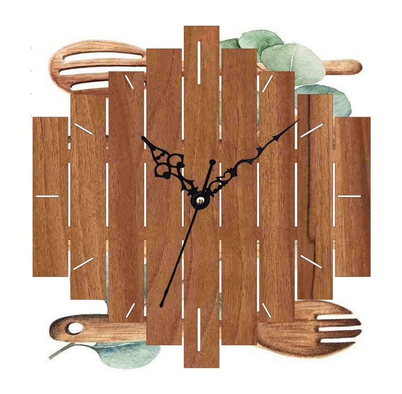 ADK 12 Inch Wooden MDF English Numeral Trendy Analog Wall Clock Without Glass Brown 30Cm X 30Cm 40 - Image 5