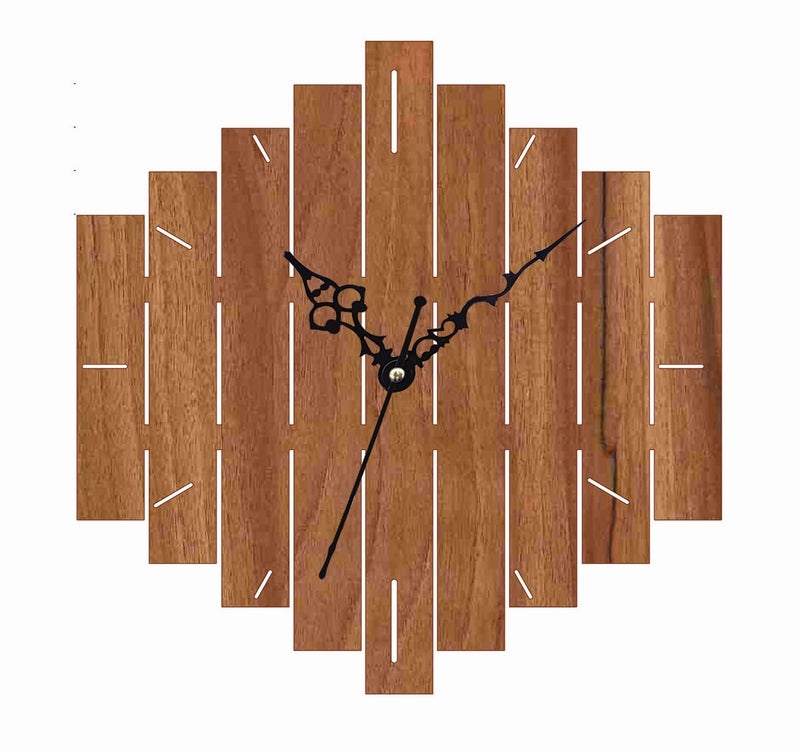 ADK 12 Inch Wooden MDF English Numeral Trendy Analog Wall Clock Without Glass Brown 30Cm X 30Cm 40 - Image 1
