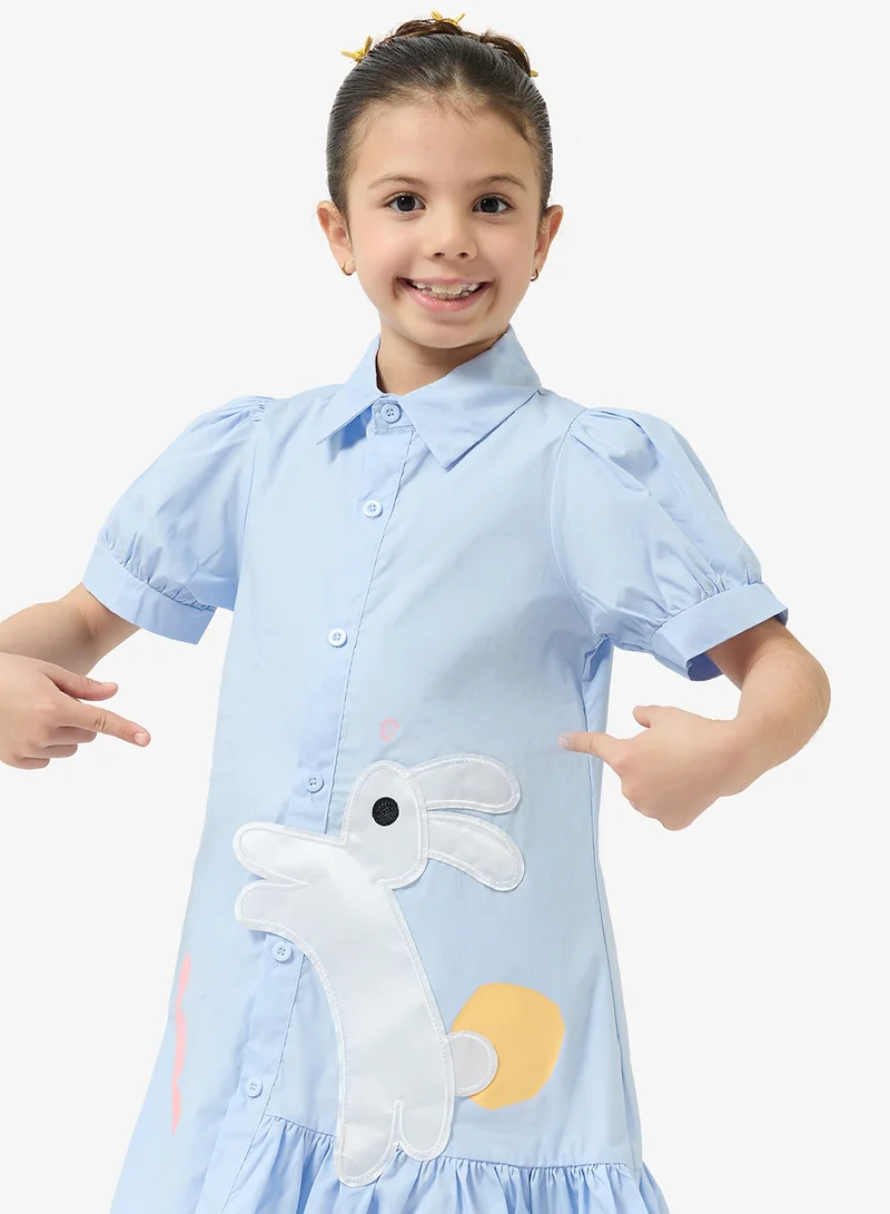 Pinata  Bunny Embellished Blue Shirt Dress for Women | Best Price UAE