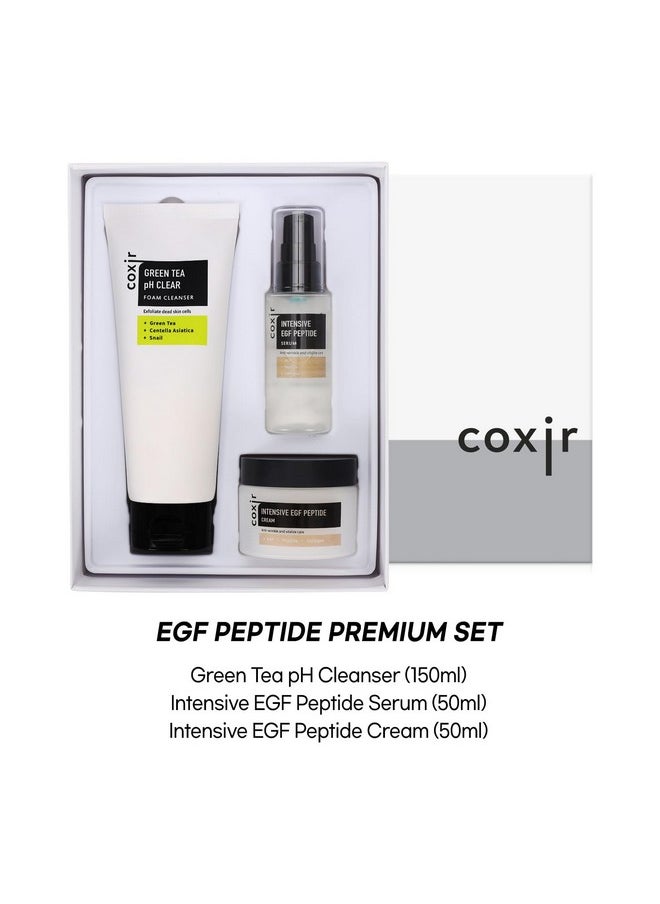 coxir - Intensive Egf Peptide Gift Set/Mother’S Day Gift Set /Foam Cleanser+Serum+Cream/Gift Set Egf Peptide Niacinamide Collagen L Lightweight Quick Absorbing Lifting Firming L Korean Skincare - Image 1