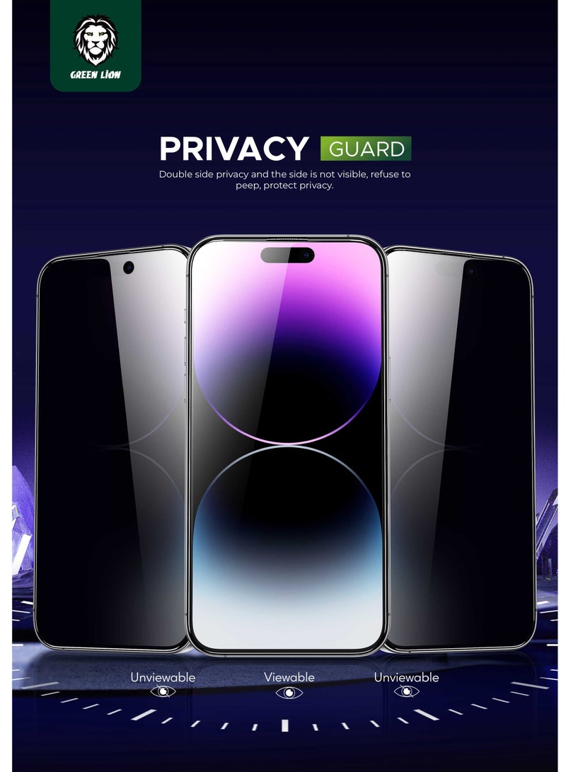 GREEN LION iPhone 15 Pro Max Screen Protector 9H Steve Privacy / Anti fingerprint / Anti Scratch / Crystal Clear / Blocked Side Viewing / Bubble Free - Black - Image 3