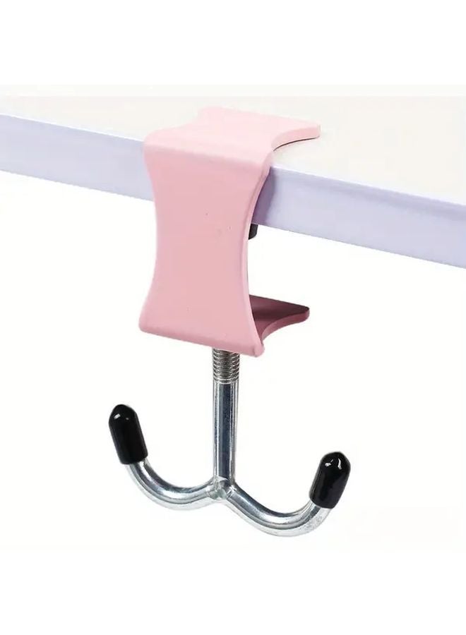 منظم هوك موراندي الوردي بدون حفر رف تخزين تحت المكتب خطافات مزدوجة - Image 1