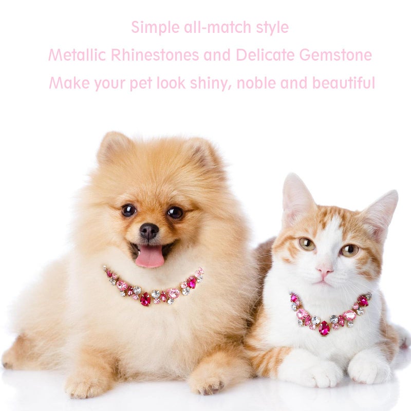 HOWWFALY Dog Collar and Cat Collar Gold Chain Necklace Stainless Steel Adjustable Pink Diamonds Collar with Cute Pet Paw for Small Medium Pets Cats Dogs Kitten Puppy(Pink, S) - Image 4