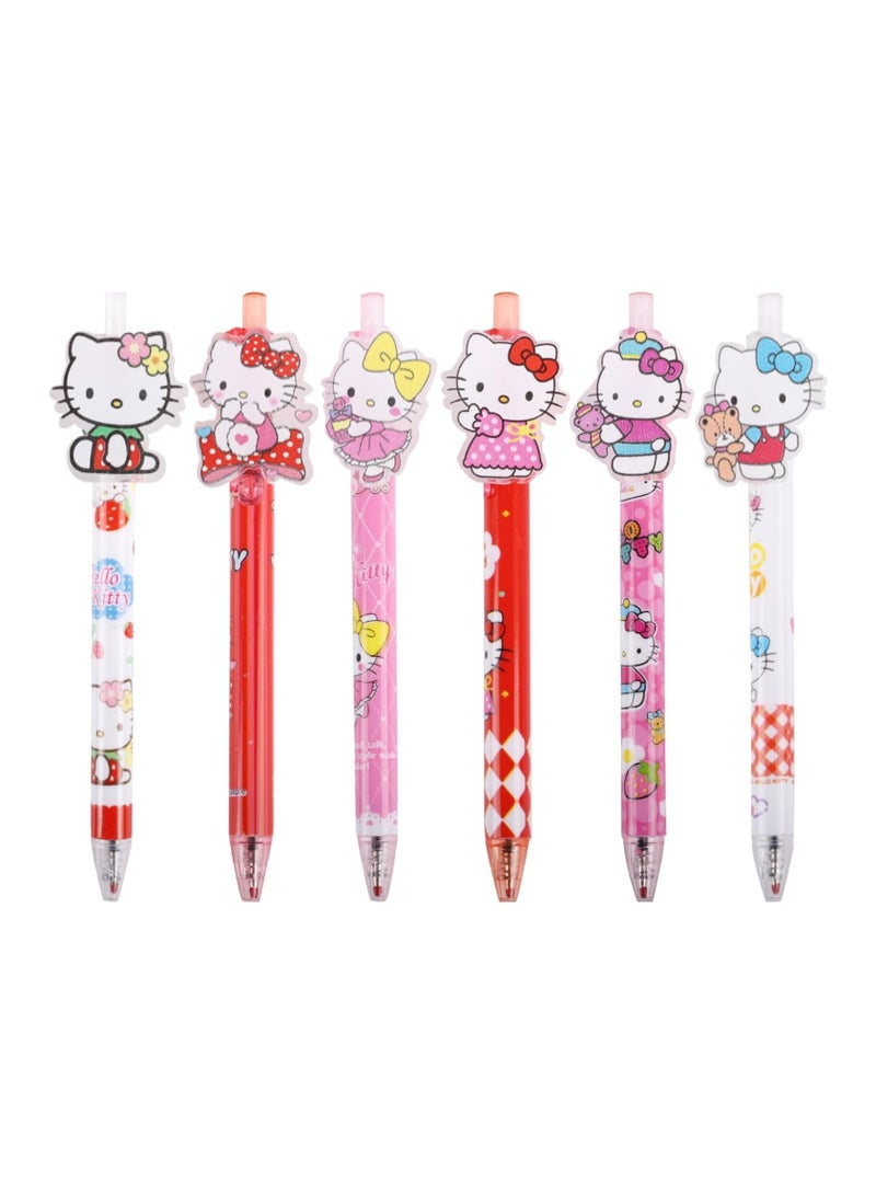 general 6 Styles 48pcs Anime Cartoon Ballpoint Gel Ink Pen Black, Cute Kawaii Cat Push Retractable Ballpoint Pen, Girls Stationery School Supplies - Image 1