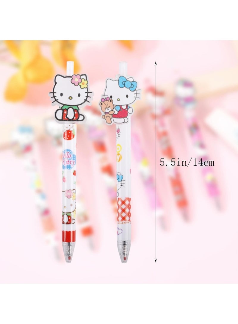 general 6 Styles 48pcs Anime Cartoon Ballpoint Gel Ink Pen Black, Cute Kawaii Cat Push Retractable Ballpoint Pen, Girls Stationery School Supplies - Image 4