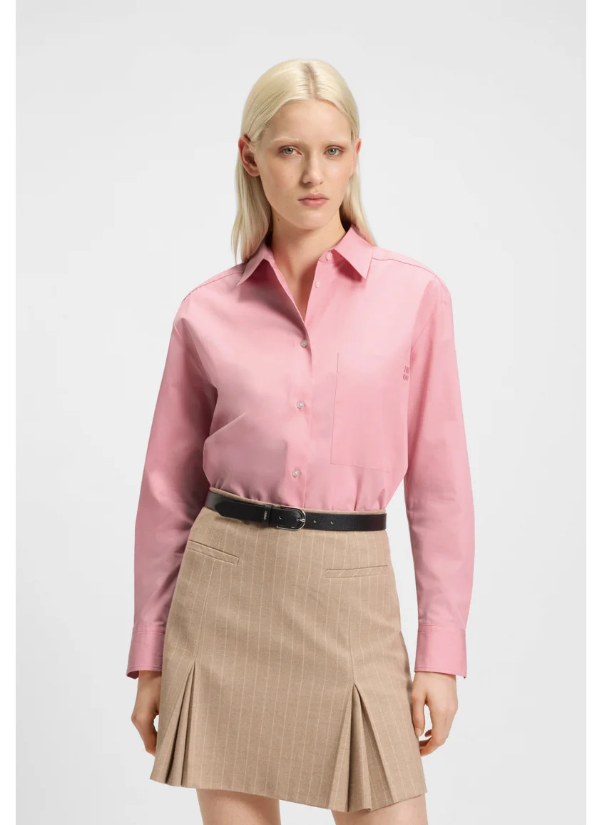 هوجو Oversized-fit blouse in cotton canvas with embroidered logo
