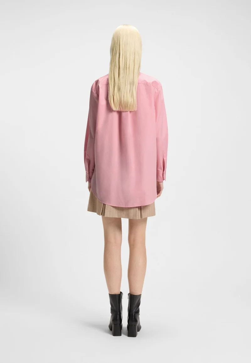 HUGO Oversized-fit blouse in cotton canvas with embroidered logo