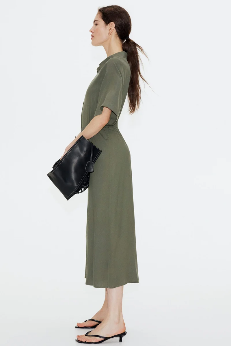اتش اند ام Tie-belt shirt dress