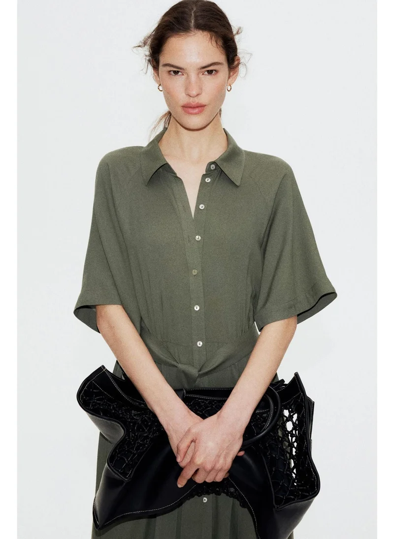 اتش اند ام Tie-belt shirt dress