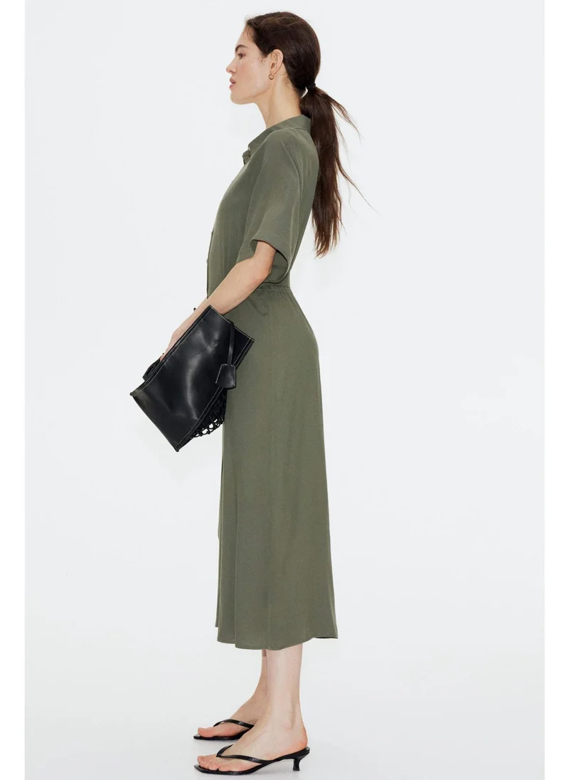 اتش اند ام Tie-belt shirt dress