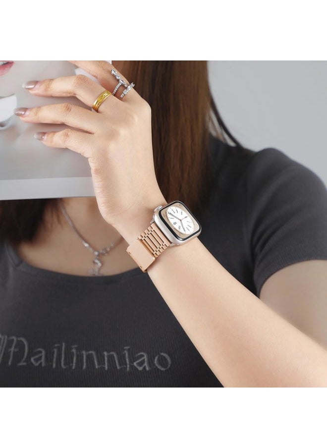 ALMNVO - For Apple Watch Band 49mm 46mm 42mm 45mm 41mm 44mm 40mm 38mm, iWatch Bands Magnetic Metal Strap Women Men Stainless Steel Bracelet Wristband for Apple Watch Ultra/2 Band Series 10 9 8 7 SE 6 5 4 3 2 - Image 1