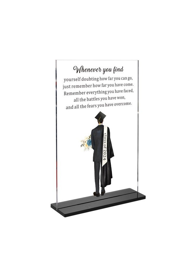NUBARKO Class Of 2024 Graduates Gifts For Him Inspirational Class Of 2024 Graduation Decorations Gifts For Men Son Friend Graduation Gifts For Him Teen New Start Gifts Desk Sign 2024 End Of Year Student Gifts - Image 1