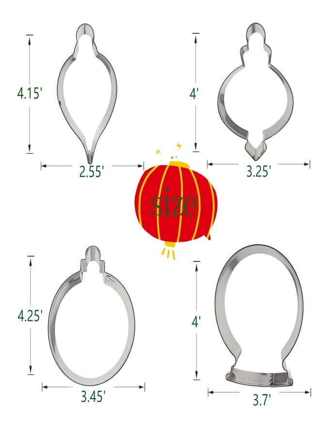 TUZICAKE Large Christmas Ornaments Cookie Cutters, 4Pcs Winter Holiday Cutter Molds Size from 4" to 4.25" Snow Globe,Round Ornament,Teardrop Bauble, Finial Ornaments Shapes,Stainless Steel - Image 2