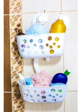 DECOBELLA 2 Pieces Hangable Bathroom Basket Shampoo Rack Shower Shelf  - Image 1