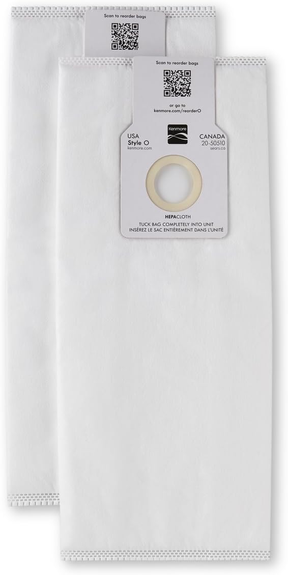 Kenmore 53293 Style O HEPA Cloth Vacuum Bags for Kenmore Upright Vacuum Cleaners 2 PackWhite - Image 3