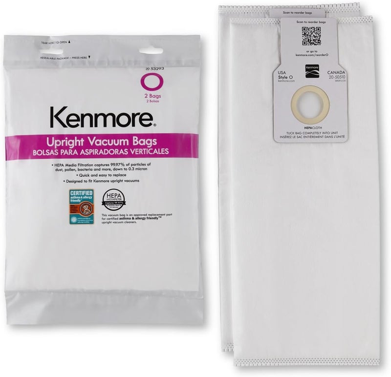 Kenmore 53293 Style O HEPA Cloth Vacuum Bags for Kenmore Upright Vacuum Cleaners 2 PackWhite - Image 2
