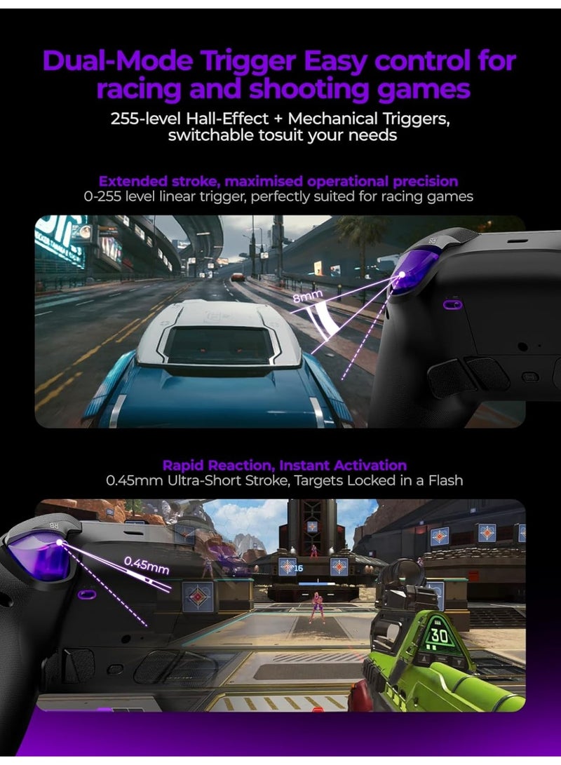 LEADJOY Classic Gamepad Leadjoy Xeno Plus Wireless Game Controller for Nintendo Switch/Switch 2, PC, Android & iOS with TMR Joysticks, Hall Effect & Tactile Dual Triggers, 6-Axis Gyro, 4 Back Paddles, 1000Hz Polling Rate, 1000mAh Battery, Smart Start-Stop Charging Dock - Image 5