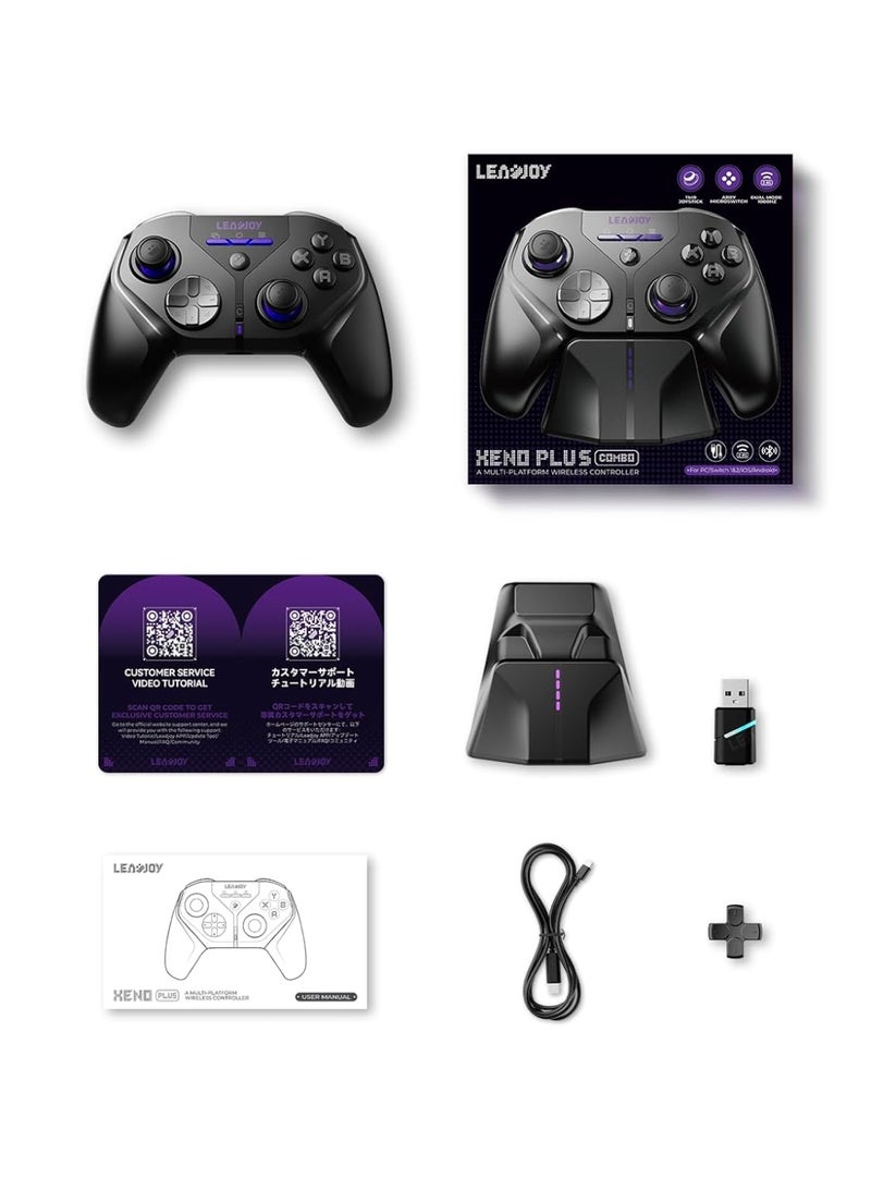 LEADJOY Classic Gamepad Leadjoy Xeno Plus Wireless Game Controller for Nintendo Switch/Switch 2, PC, Android & iOS with TMR Joysticks, Hall Effect & Tactile Dual Triggers, 6-Axis Gyro, 4 Back Paddles, 1000Hz Polling Rate, 1000mAh Battery, Smart Start-Stop Charging Dock - Image 3