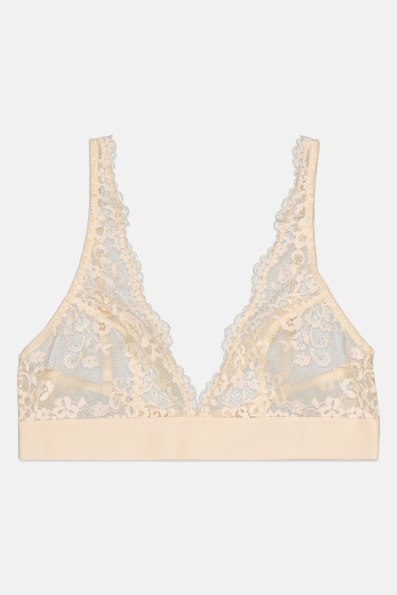 NA-KD Women Non Padded Solid Lace  Bra, Light Yellow - Image 1