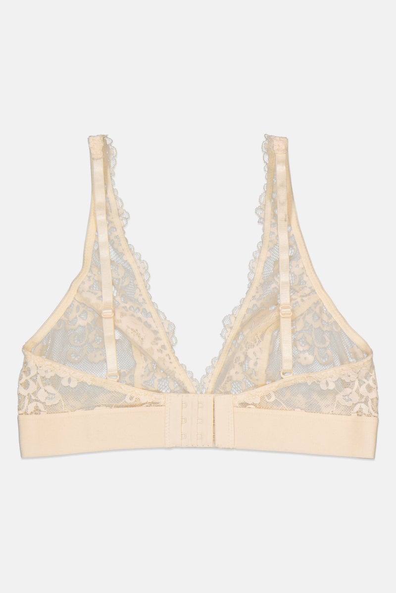 NA-KD Women Non Padded Solid Lace  Bra, Light Yellow - Image 2