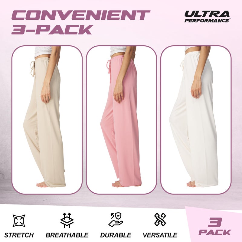 Ultra Performance Womens Pajama PJ Pants 3 Pack Lounge Bottoms Pajamas for Women (Avail in Plus Sizes) - Image 5