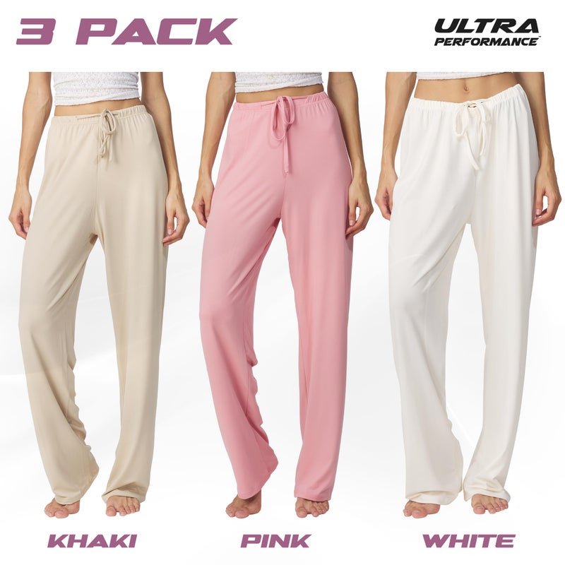 Ultra Performance Womens Pajama PJ Pants 3 Pack Lounge Bottoms Pajamas for Women (Avail in Plus Sizes) - Image 2
