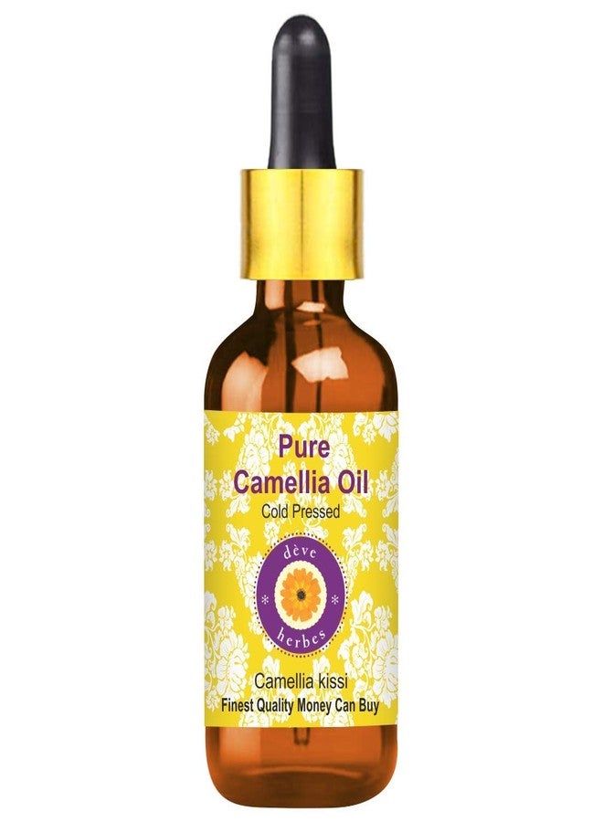 Deve Herbes Pure Camellia Oil (Camellia Kissi) with Glass Dropper | Cold Pressed | Natural | Undiluted | For Diluting Essential Oils | For Hair, Skin & Massage | Men & Women | 15ml - Image 1