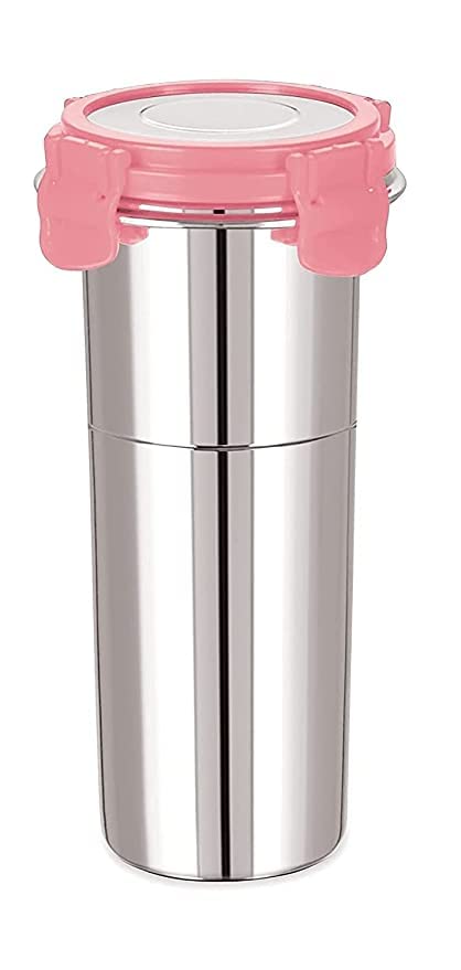 KIDINGTON Click and Seal Lock Fusion Tumbler Stainless Steel Storage Air Tight Container Pack of 1 Multi Colour 600 ML Fusion Tumbler Big - Image 1