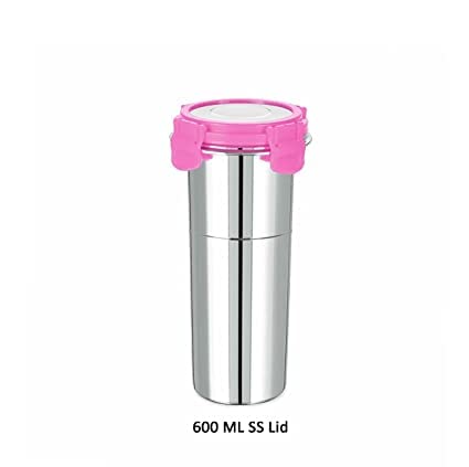 KIDINGTON Click and Seal Lock Fusion Tumbler Stainless Steel Storage Air Tight Container Pack of 1 Multi Colour 600 ML Fusion Tumbler Big - Image 3