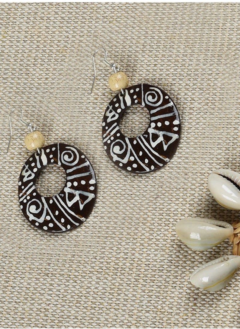 N & H - Women's Handcrafted Coconut Shell Designer Necklace with Earrings Set - Image 1