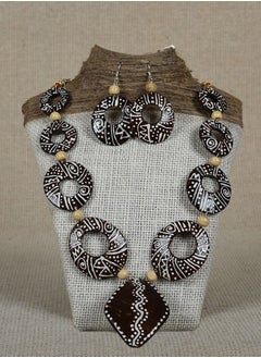 Women's Handcrafted Coconut Shell Designer Necklace with Earrings Set