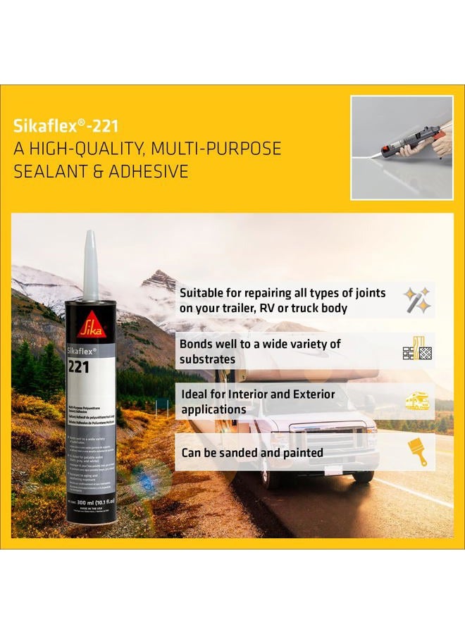 Sika Sikaflex-221 - Black - Multi-purpose polyurethane sealant/adhesive - Creates permanent elastic seal - Sandable/paintable - Non-corrosive - 10.1 fl oz - Image 3
