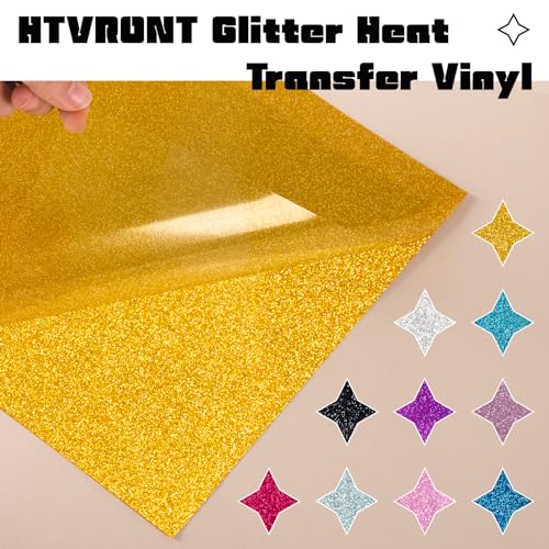 HTVRONT Glitter Heat Transfer Vinyl Bundle - 15 Pack 12" x 10" HTV Sheets Glitter HTV Vinyl for T-Shirts, Glitter Iron on Vinyl Compatible with Cricut Cutting Machine - Easy to Cut & Weed - Image 3