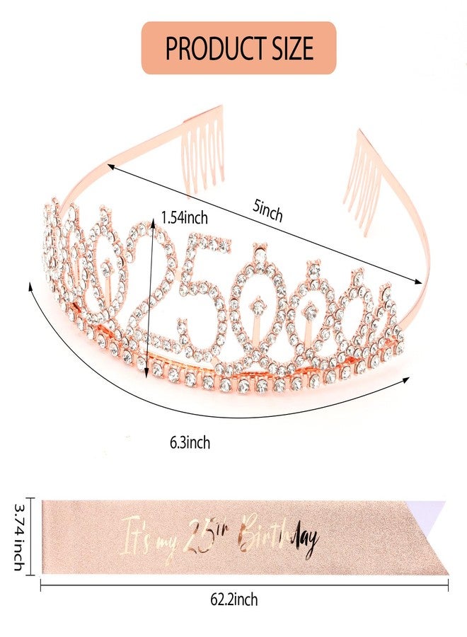 CIEHER 25th Birthday Crown Sash and Pearl Pin Set, 25th Birthday Gifts for Girls It's My 25 Birthday Decorations Women - Image 5