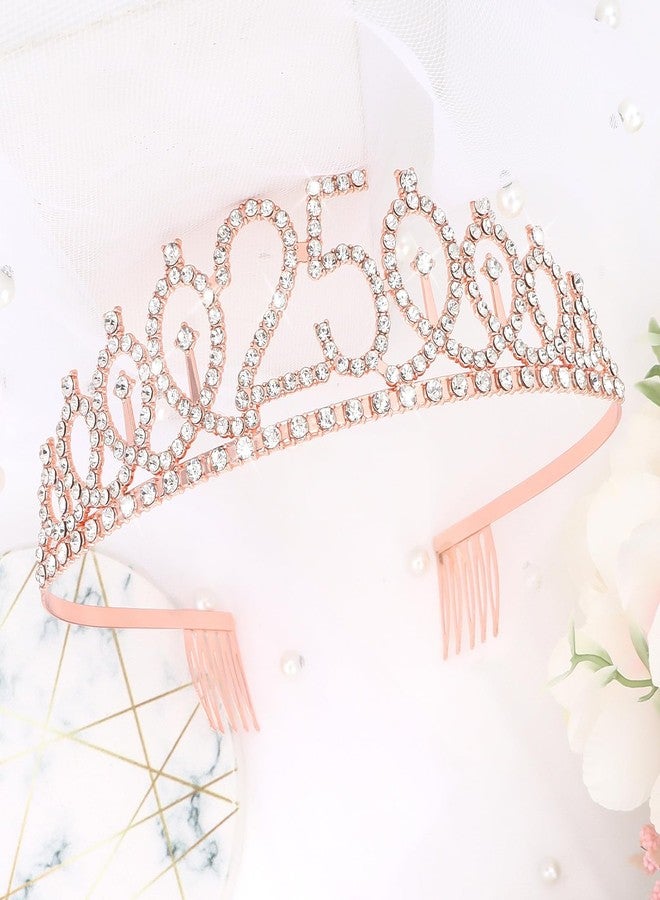 CIEHER 25th Birthday Crown Sash and Pearl Pin Set, 25th Birthday Gifts for Girls It's My 25 Birthday Decorations Women - Image 4