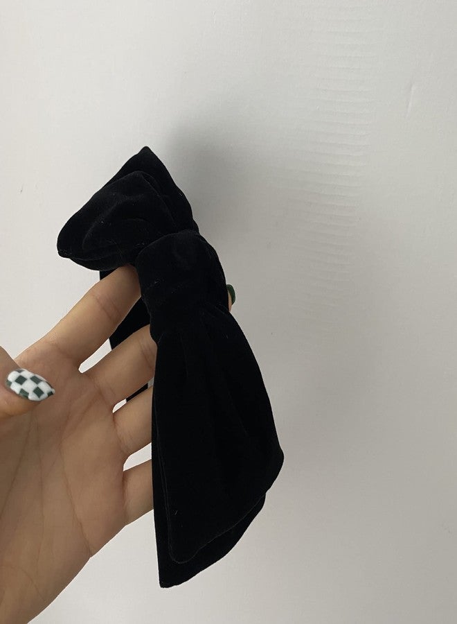 YERTTER Dainty Black Velvet Knot Bow Turban Wide Headbands Yoga Thick Headbands Wide Hairbands Headband Headwrap Hair Band Fashion Hair Accessories for Women - Image 4