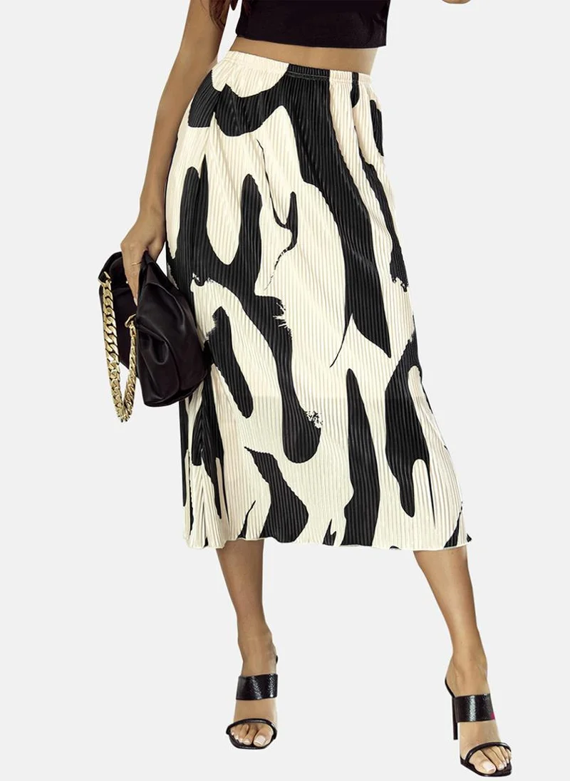 يونيكي White Printed Midi Skirt