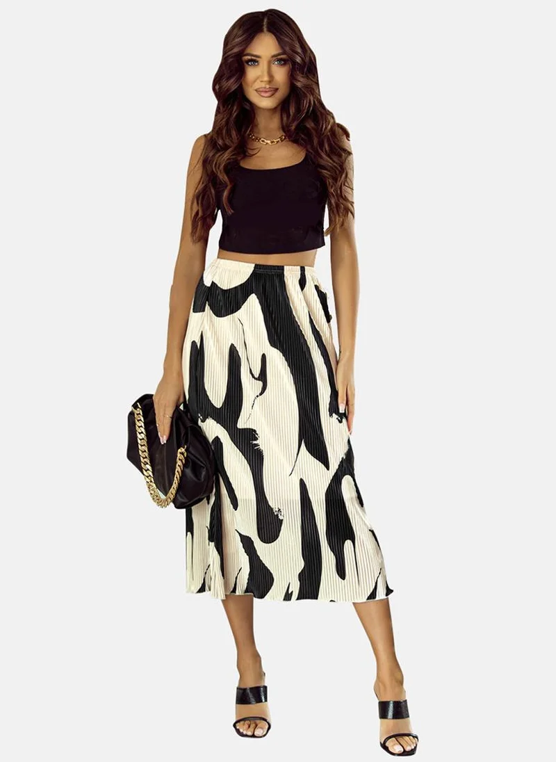 يونيكي White Printed Midi Skirt