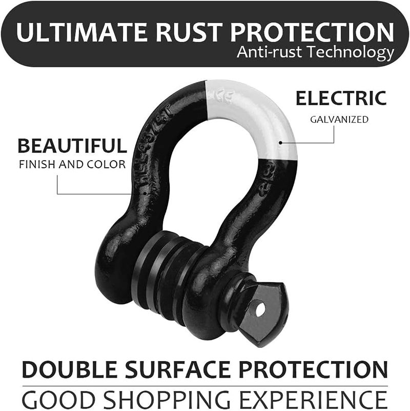 AUTOBOTS D Ring Shackles 3/4" (2 Pack) - 45,000Ib Max Break Strength With 7/8" Pin & Isolator Washers - Heavy Duty Clevis for Tow Strap, Jeep Vehicle Off Road Recovery - Black - Image 5