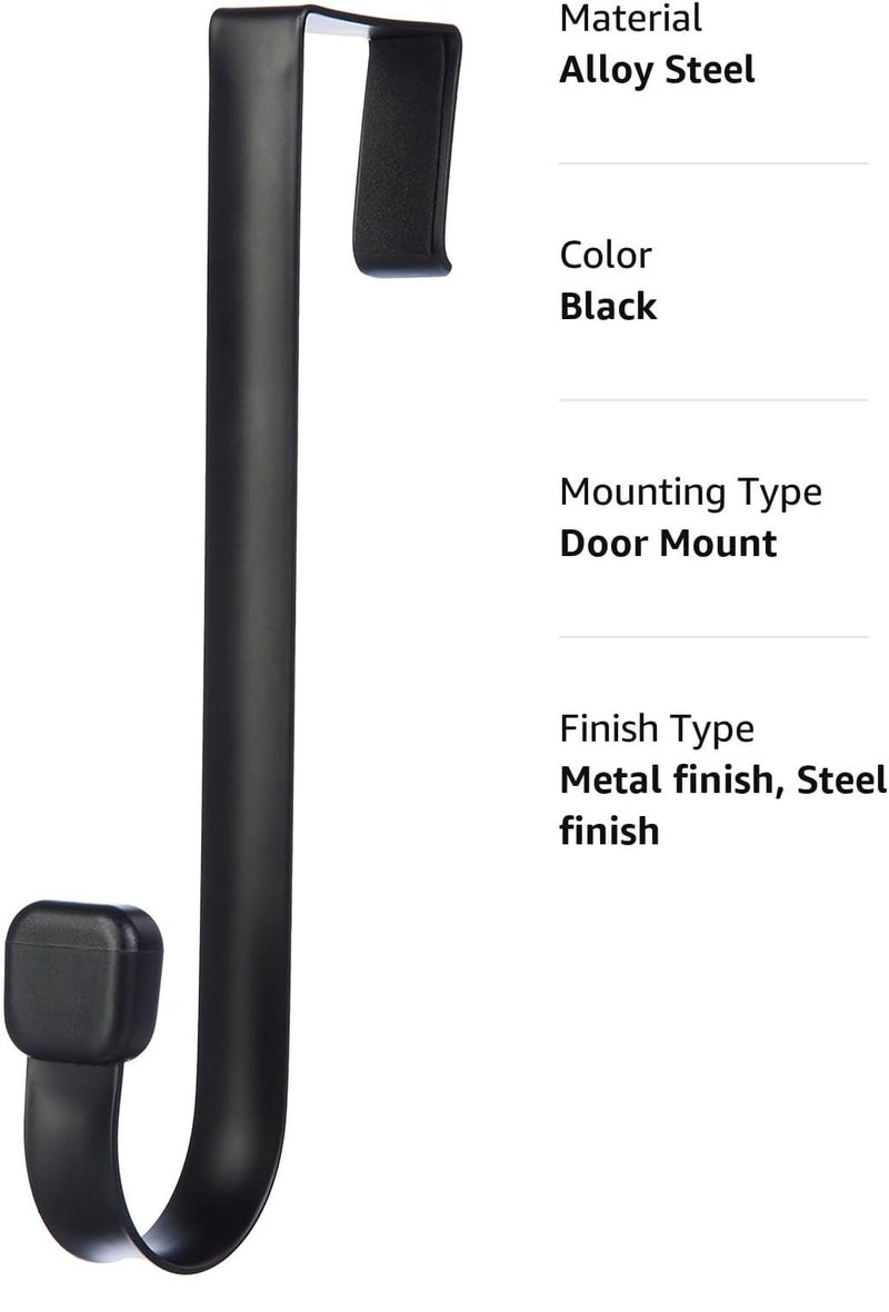 Konquer TimeS Heavy Duty Carbon Steel Over The Door Hook Hanger/No Drilling Required with Rubber Grip - Pack of 2 - Image 3