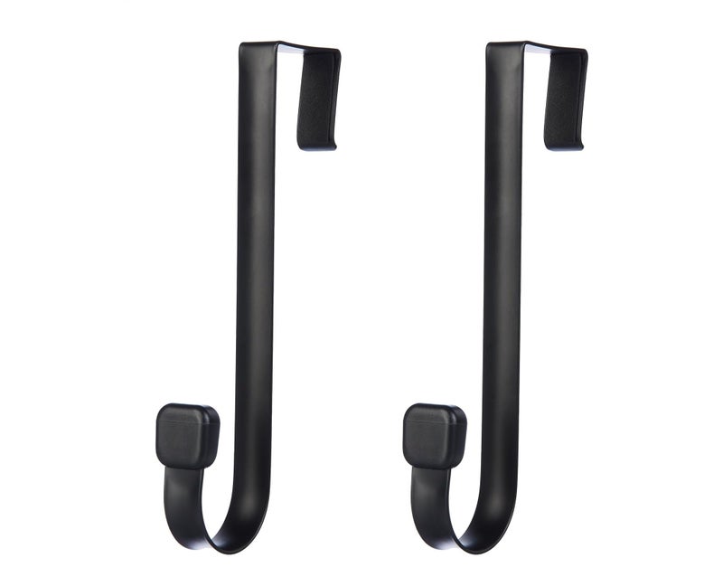 Konquer TimeS Heavy Duty Carbon Steel Over The Door Hook Hanger/No Drilling Required with Rubber Grip - Pack of 2 - Image 1