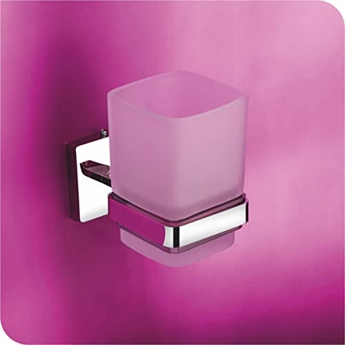 KANJAL Tumbler Holder Stand Bathroom Glass Toothbrush Holders Toothpaste Tumbler Holders for Bathroom Accessories Tumbler Stand Toothbrush Stand(304 Stainless Steel,Frosted Glass) 27LXO - Image 1
