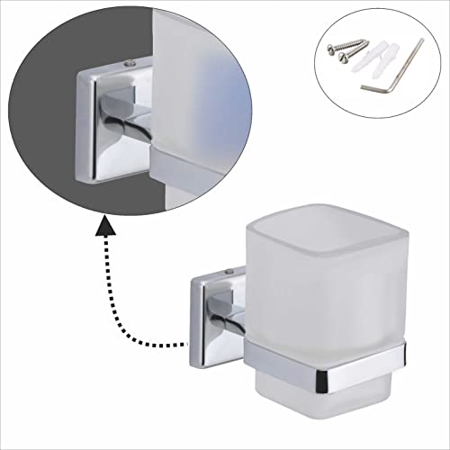 KANJAL Tumbler Holder Stand Bathroom Glass Toothbrush Holders Toothpaste Tumbler Holders for Bathroom Accessories Tumbler Stand Toothbrush Stand(304 Stainless Steel,Frosted Glass) 27LXO - Image 5