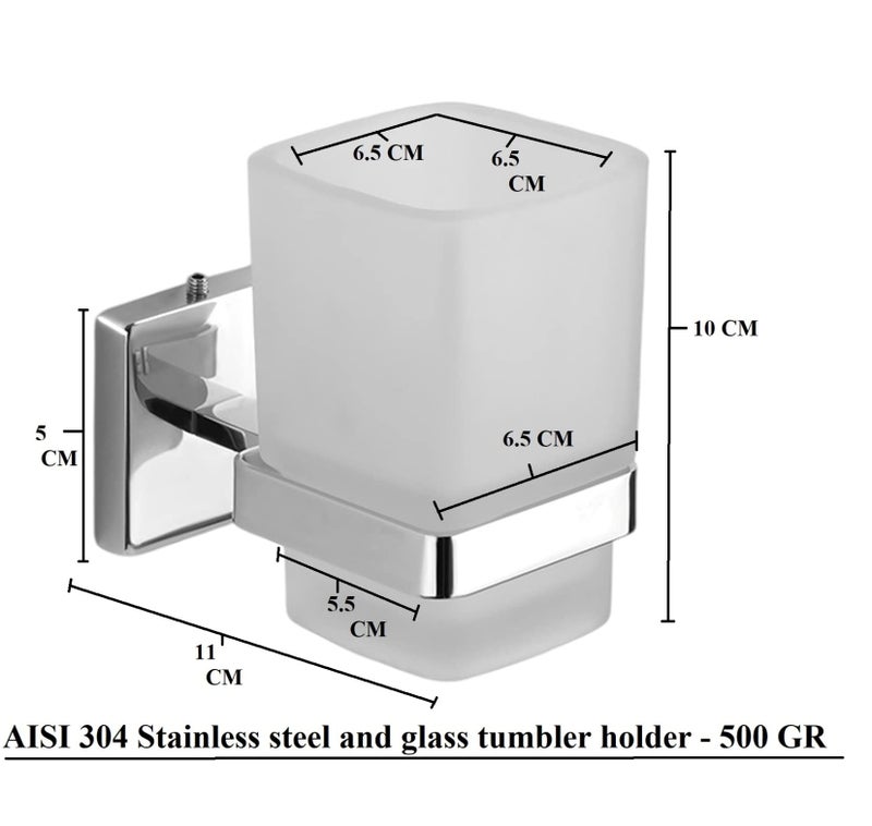 KANJAL Tumbler Holder Stand Bathroom Glass Toothbrush Holders Toothpaste Tumbler Holders for Bathroom Accessories Tumbler Stand Toothbrush Stand(304 Stainless Steel,Frosted Glass) 27LXO - Image 3